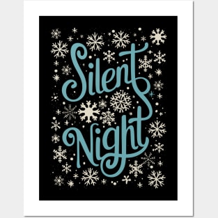 Silent Night - Cute Christmas Snowflakes Posters and Art